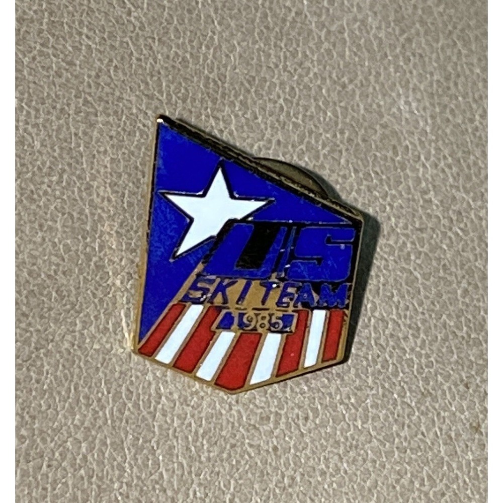 Vintage 1985 US Ski Team Mini Badge Pin Enamel Over Metal Olympics Collector